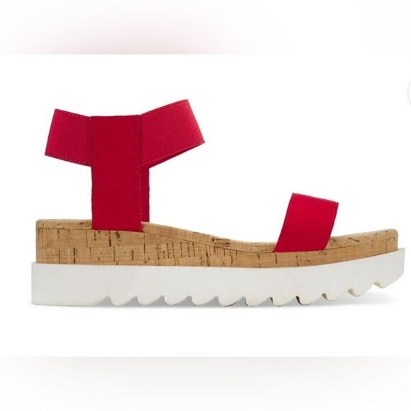 NIB Sun + Stone Women’s Red Cork Slip On Strappy Platform Sandal Open Toe Size 6 - Picture 5 of 8